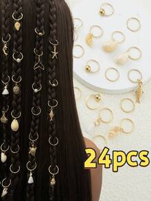 45pcs Baroque Ocean Element Hair Accessories, Suitable For Summer Dance, Party And Music Festival Occasions - Gold - View 6