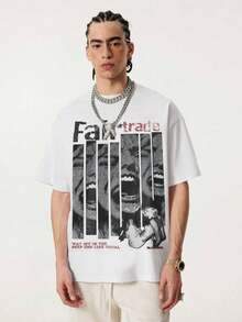 Camiseta de manga corta con estampado de castillo terrorífico para hombre, estilo gótico oscuro, punk, ropa de calle informal para verano. - Blanco - Ver 8