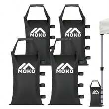 MoKo 120 LBS Sand Bags for Canopy Legs Set of 4 Without Sand Weighted Bags with Handle and Fixing Strap Windproof and Portable to Secure Tent Canopies Zipper Top Sandbags for Weight Black - como en la imagen - Ver 2