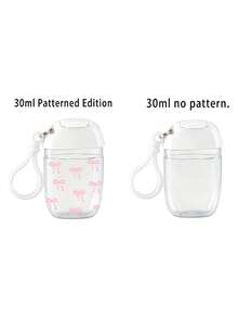 Sticlă transparentă cu spray cu alcool de 30 ml cu model de fundă, sticlă dezinfectantă pentru mâini cu fundă roz și cârlig pentru breloc, dezinfectant pentru mâini cu capac alb, material siliconic moale, portabilă pentru călătorii, necesități zilnice, potrivită pentru călătorii, muncă, școală și alte scenarii, cu breloc alb pentru o identificare ușoară - Multicolor - Vizualizare 7