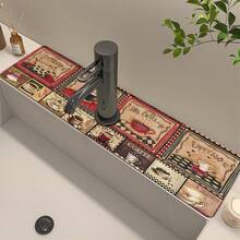 1 pieza Felpudo absorbente con diseño de café para grifo de fregadero, felpudo de drenaje, apto para encimera de fregadero de cocina/baño, almohadilla de secado rápido - Multicolor - Ver 14