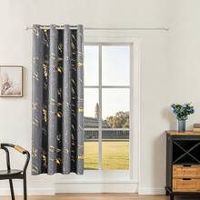 1pc/2pcs Gold Foil Blackout Curtains, Marble Gold Foil Technique, Top Grommet Design, Fully Blackout Lining, Lightweight Curtains, Block Sunlight Room Darkening Privacy Curtains For Living Room, Bedroom, Study, Home Decor, Holiday, Grey - Dark Grey - View 10