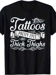 Camiseta única y moderna con diseño inspirador de tatuajes y frases sobre ojos bonitos y muslos firmes estilo y2k perfecta para destacar tu personalidad y atraer miradas 100% algodón cómoda y fresca ideal para cualquier ocasión y para lucir con orgullo tu estilo auténtico - Negro - Ver 8