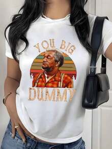 Camiseta con Estampado Gráfico de Humor Vintage, 180g, 1 Pieza, Frase Divertida, Camiseta Casual para Mujer, 100% Algodón, Estilo Retro - Blanco - Ver 9