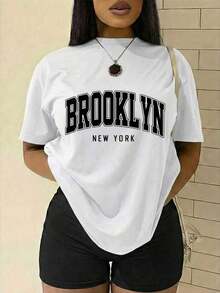 Top de Manga Corta Estilo Y2K Casual, Elegante y Estiloso para Playa y  - Camiseta de Algodón Holgada Unisex de Estilo Urbano Vintage con Cuello Redondo y Manga Corta - Ropa Fresca de Verano para Mujer - Blanco - Ver 1