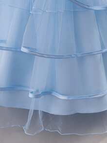 Gaun Panjang Bordir untuk Anak Perempuan, Gaun Formal Pengiring Pengantin, Gaun Putri untuk Pernikahan & Upacara Wisuda Anak Perempuan Remaja, Cocok untuk Semua Musim - Biru - View 8