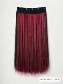 Long Straight Cut Ponytail With Natural Soft Synthetic Hair Extensions, Suitable For Women In 22 Inch Burgundy Color - Red Highlight - View 5