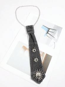 1pc Fashionable Unisex Casual Versatile Denim Style Detachable Faux Pearl Chain Teddy Bear Dog Decor Bolo Tie, Suitable For Daily Outing, Party, Date Outfit - Multicolor - View 11