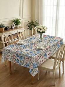1/2pcs Tablecloth, Rustic Blue & Red Floral Tablecloth, Polyester Material, Suitable For Kitchen, Dining Room, Coffee Table, Picnic, Camping, Countryside Decor, Square Or Round Shape, Ideal For Table Protection And Holiday Decoration - Multicolor - View 16