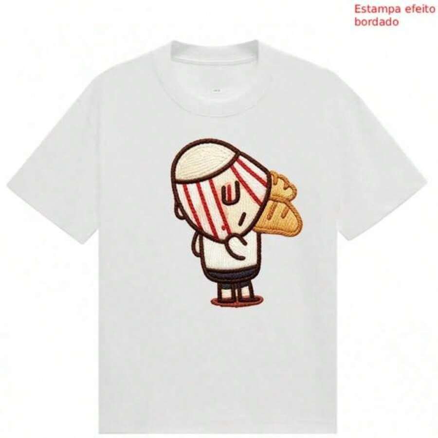 Playera unisex cabrita kawaii, efecto bordado - Negro - Ver 1