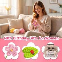 YXVVMQ 40歲生日禮物給女性，手工鉤編花朵附卡片，適合40歲女性、他、媽媽、好朋友、妻子、姊妹的酷禮物，快樂40歲禮物靈感 - 第40屆 - 查看 5