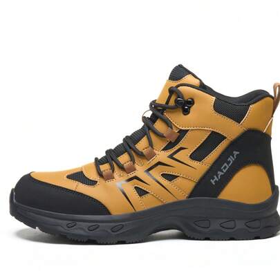 High-Top Anti-Crush Anti-Puncture Safety Shoes, Synthetic Leather Rubber Sole Anti-Slip Wear-Resistant Work Shoes, Unisex All-Season Protective Footwear