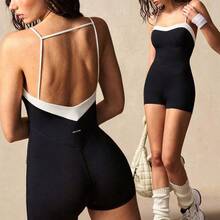 Fengyu Women's Clothing Store VARSIVA Mono de verano con ajuste y ribete de contraste a la moda - Blanco y Negro - Ver 3