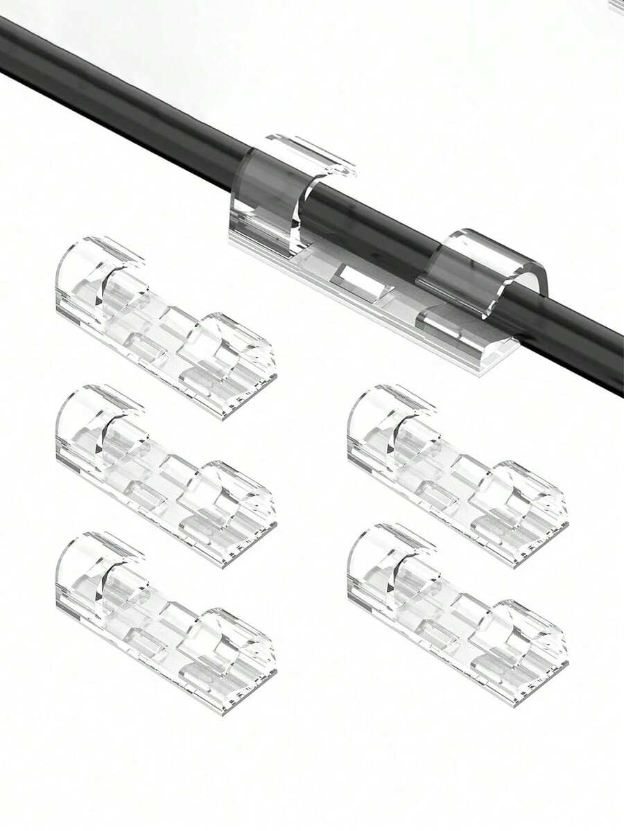 20/40入 自黏式電纜夾理線器，透明黏性電纜夾，適用於電視線、桌面、居家與辦公室線材管理