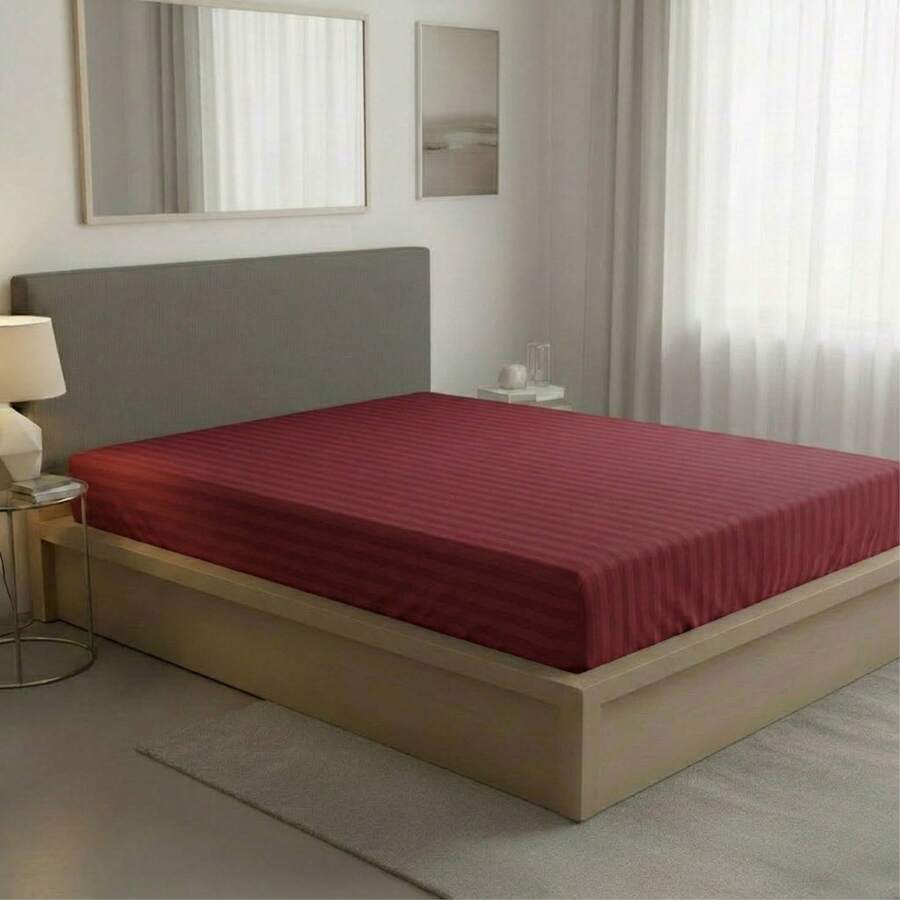Fitted Sheet With Elastic All Around The Bottom, Cotton-Like Feel, Soft And Cool, Ideal For Spring, Available In Twin, Full, Queen, And King Sizes, Variety Of Colors, Perfect For Modern Bedrooms, Breathable And Comfortable For All Seasons - 紅色 - 查看 1