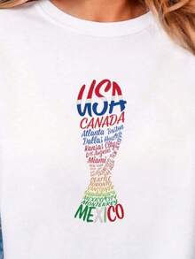 Camiseta de la Copa Mundial 2026, Camiseta de las ciudades anfitrionas: EE. UU., Canadá, México, Tipografía del trofeo de la Copa de Norteamérica, Sudadera con capucha de regalo para fanáticos del fútbol, Camiseta unisex - Negro - Ver 6