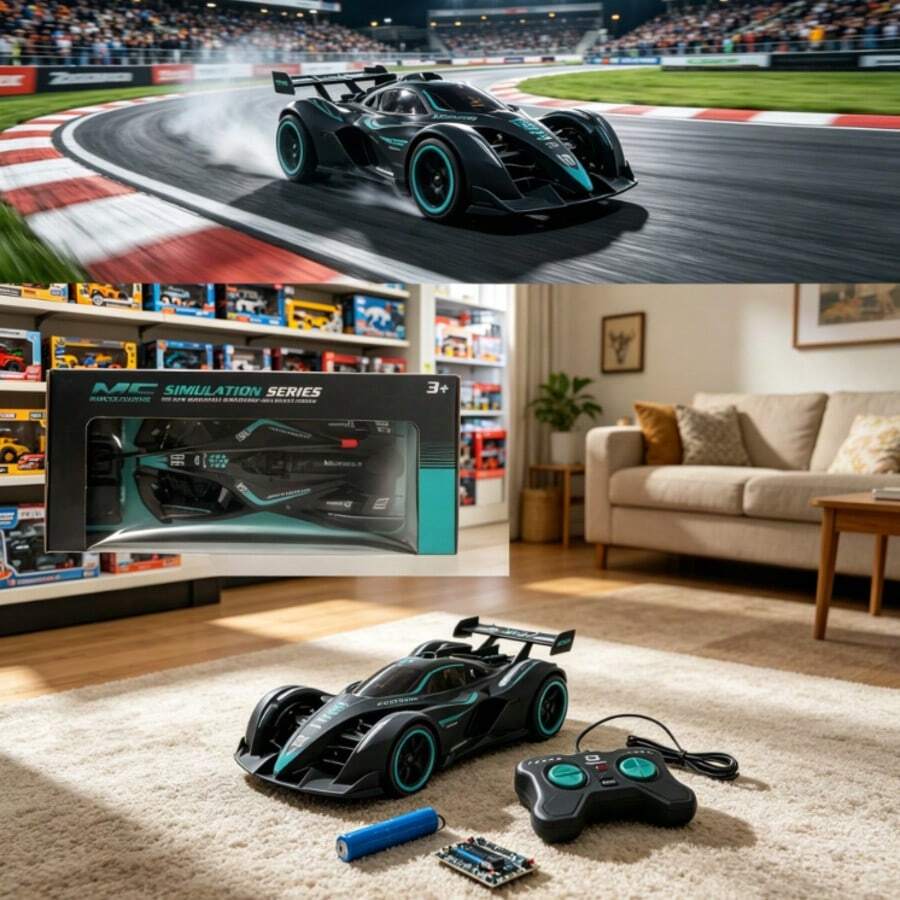 Remote Control Car For Kids: High-Speed Drifting Racing Car. Pretend Play Toy For Children. Gift. - Black - View 1