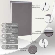Vertical Blind, Balcony Blind 120 X 200 Cm, Grey Windproof/Privacy Screen Vertical Blind With Crank - A - View 4