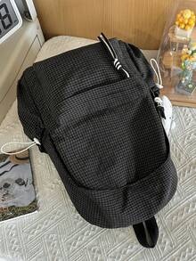New Multilayer Design Minimalist Versatile Backpack, Large Capacity Campus Style Backpack Suitable For School, Travel, Unisex,Y2k, Work Bag - Black - View 8