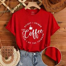 G7222 Nueva Llegada Camiseta de Talla Pequeña con Estampado de Letras para Primavera y Verano 2024 Ropa Fresca de Verano para Mujer - Rojo - Ver 2
