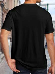 1 pieza [Autorizado por la ] Camiseta de hombre para la Copa Mundial  2026, con estampado y bordado de la bandera de Estados Unidos, estrellas y balón de fútbol, cómoda y versátil, adecuada para el transporte diario, reuniones informales, atuendos para la Copa Mundial y deportes al aire libre, 180g, 100% algodón. - Negro - Ver 4