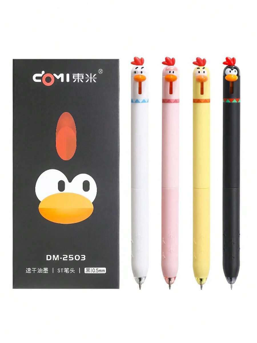 Bộ 4 bút bi hình gà con dễ thương, văn phòng phẩm chất lượng cao, thiết kế độc đáo ngộ nghĩnh, mực khô nhanh, thích hợp cho học sinh và giảm căng thẳng. - A - Xem 1
