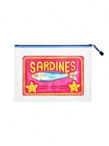 Bolsa de playa de malla impermeable multicolor de moda con estampado colorido "SARDINGS", estampado de patrón de sardinas, bolsa de maquillaje transparente de gran capacidad, bolsa de maquillaje con cremallera de nailon, ligera, puede almacenar protector solar, aperitivos, bikini y artículos esenciales de playa. Almacenamiento de primavera/verano, duradera, perfecta para nadar, regalo de vuelta al colegio - Multicolor - Ver 16