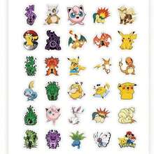 pokemon 100张宝可梦卡通贴纸，水性乙烯基贴纸，大包装，适合儿童、青少年和成人。经典款、小火龙、妙蛙草、杰尼龟卡通贴纸，可用于水瓶、笔记本电脑等。 - 彩色 - 查看 8