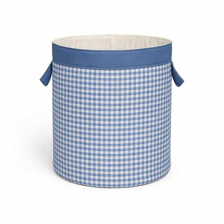 Toy Organizer Basket, Clothes, Checkered Pattern, Cotton Harmony - 1 Piece - Agua verde azul - Ver 1