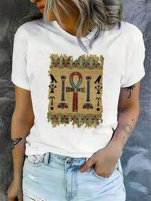 Camiseta Gráfica de Manga Corta para Mujer, Camiseta de Verano de Manga Corta, Camiseta con Estampado Gráfico, Camiseta Casual de Manga Corta con Cuello Redondo para Verano y Primavera, Ropa de Mujer, Camiseta Básica Casual, Camiseta Holgada, Camiseta Esencial, Camiseta de Color Sólido, Camiseta de Algodón Liso, Camiseta Tie-Dye, Camiseta Retro, Camiseta de Verano, Camiseta Casual de Primavera, Camiseta de Cuello Redondo de Otoño, Camiseta para Vacaciones, Camiseta de Playa, Camiseta Gráfica para Fiesta, Camiseta de Algodón, Camiseta Gráfica Atrevida, Camiseta Chic, Camiseta de Manga Larga, Camiseta de Manga Corta, Camiseta sin Mangas, Camiseta Acanalada, Camiseta Cuadrada, Camiseta con Estampado Floral, Camiseta con Estampado Animal, Camisetas Holgadas y Cómod - Blanco - Ver 9