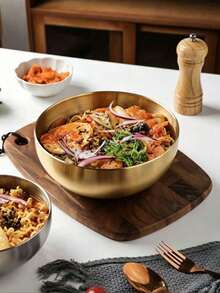 Golden Stainless Steel Small Salad Bowls - Scratch-Resistant And Durable, Round Suitable For Fruit And Cold Noodles - Perfect Choice For Home Kitchen And Restaurant - Christmas Gifts - Multicolor - View 7