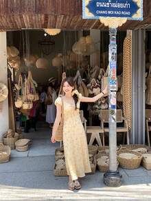 Women Long Dresses - Yellow - View 5