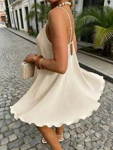 Vestido mini casual de unicolor sin espalda - Blanco - Ver 11