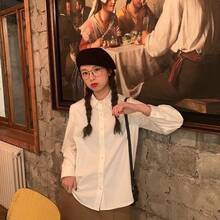 2026年春の新作、セクシーなウエストシェイプの長袖シャツ、ピュアで魅惑的なカレッジスタイルのシャツ、女性用スリムフィット無地トップス。 - 8210 ホワイト - チェックする 1