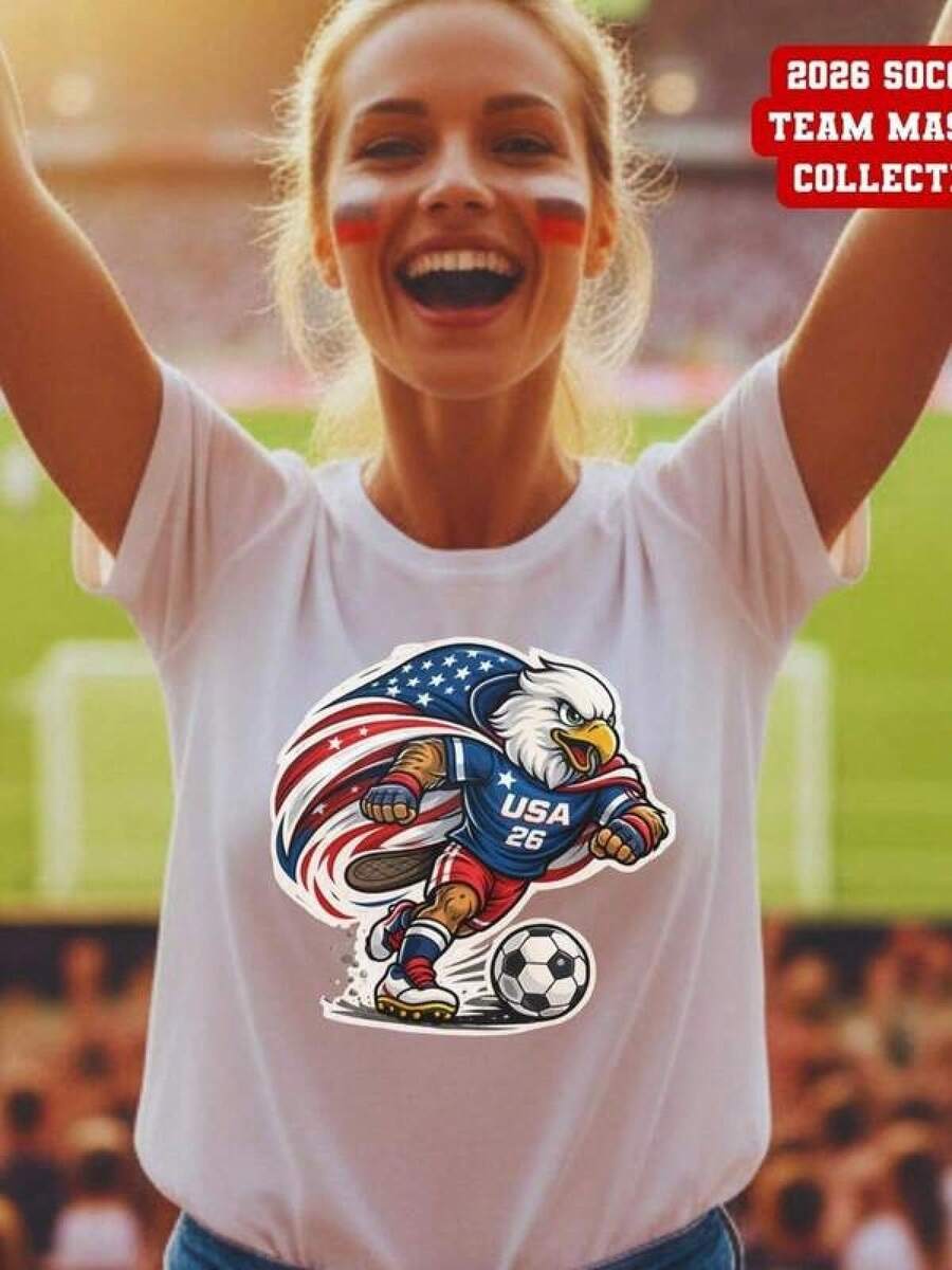 Camiseta con los iconos de las mascotas de los países de la Copa Mundial 2026, Camiseta de la Copa Mundial 2026 de EE. UU., Camiseta con gráficos de fútbol, Ropa para aficionados al fútbol, Sudadera con la mascota de la Copa Mundial 2026, Camiseta unisex - Negro - Ver 1