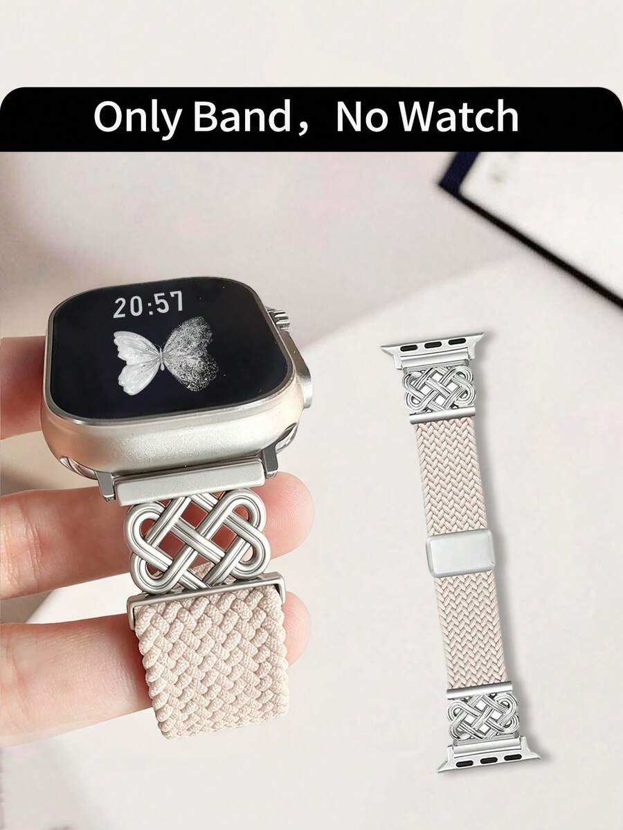 Huastonband 1條編織彈性尼龍透氣舒適運動手錶錶帶 女款 適用於Apple Watch 38/40/41mm, 42/44/45/46/49mm, 適用於Apple Watch配件 Ultra3/2/1/Se/S11/S10/S9/S8/S7/S6/S5/S4/S3/S2/S1, 適合戶外運動健身年輕時尚男女夏季海灘配件度假禮物