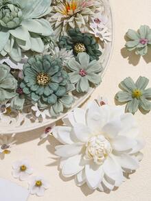 50/100pcs Artificial Flower Heads, Small/Medium/Large Fake Flowers, Mini Daisy Flowers, Suitable For Wedding Crafts, Home Decor, Party And More - White Green - View 6