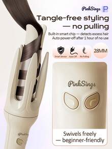 PinkSings Máy uốn tóc tự động 1 nút bấm, đường kính trục 28mm, uốn tự động hai chiều, 4 chế độ nhiệt độ, tạo ion âm, hẹn giờ và cảm biến thông minh, tự động tắt, món quà Giáng sinh tuyệt vời nhất. - Xem 9