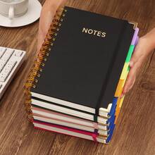 A5 Spiral Notebook - 300 Pages Hard Cover PU Notebook, 100GSM Thick Paper, Retro Style, Horizontal Lines, Pink Faux Leather Cover, Suitable For Work, School And College Planning, Notebook And Journal With Removable Divider Pages And Tabs, 5 Subject College Ruled Notebook For Students, High Quality Paper Material Plain Cover Sketchbook, Sketch Pad, Professional Notebook, Study Notes, Minimalist Design, Smooth Writing Surface - A5 - View 9