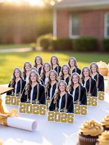 1/5/10/20pcs Customized Graduation Photo Standees, Personalized Paper Photo Standees For 2026, Support Uploading Personal Photos, Customized Real-Life Photo Standees, Fun Desktop Decorations, With Stands For Independent Display, Suitable For Graduation Party Decorations, High School/University Graduation Parties - Multicolor - View 7