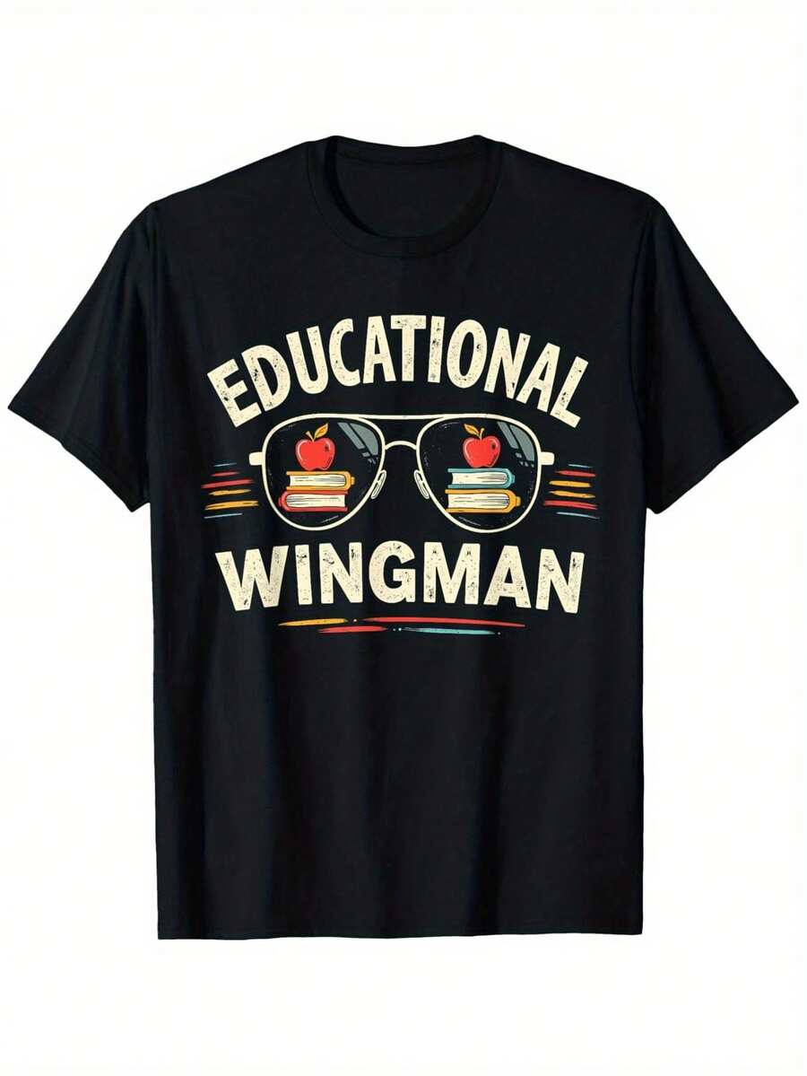 Camiseta de Asistente Educativo para Maestros, Unisex, de Algodón para Todas las Temporadas, Casual, Cuello Redondo, para Exteriores, Personalizada, de Manga Corta, Ropa de Verano para Hombre, Ligeramente Elástica, 100% Algodón, Tallas S-XXXL - Negro - Ver 1