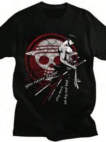 Camiseta de hombre con estampado de anime, camiseta de One Piece Zoro 2026 para hombre y mujer, camiseta de algodón, camiseta de manga corta, top de verano, ropa, blusas, regalo ideal para hombre y mujer. - Negro - Ver 8