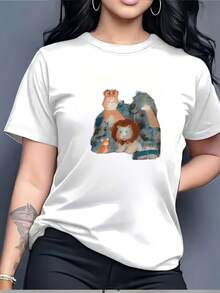 Camiseta Divertida de Animal Friends - La Elección Perfecta para Familiares y Amigos - Suave y cómoda, adecuada para diversas ocasiones, un regalo ideal para el verano, viajes de empresa y días festivos especiales. Camiseta de manga corta cómoda y versátil. - Blanco - Ver 7