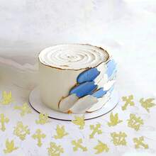 10g Shiny Gold God Bless Multicolor Confetti, Double-Sided Gold Cross Dove Paper Confetti, Tabletop Decor For Baptism, Church Service, Christian Birthday, Religious Party - Gold - View 2