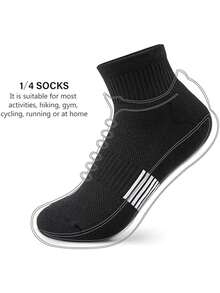 6 Pairs Minimalist Solid Color Breathable Mesh Mid-Calf Casual Sports Socks - Black - View 2