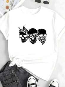 1 Women's Music-Themed T-Shirt - Retro T-Shirt With Guitar, Headphones, And Musical Notes Design - Stretchy T-Shirt For Everyday Wear, Concerts, Parties, And Casual Outfits - Sizes S-XL - Gift For Music Lovers, Party Favors - 180g 100% Cotton - 白色 1 - 查看 11