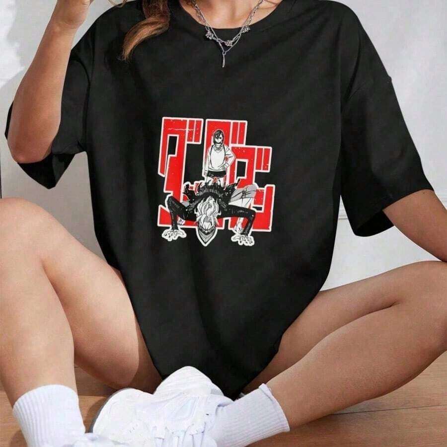 Camiseta Unisex Estética de Anime, Regalo para Él, Camiseta de Anime, Camiseta de Manga, Sudadera de Anime, Camiseta Japonesa de Anime, Gráfico A |   Diseño exquisito |   Suelto y cómodo |   Fácil de combinar | - Negro 9 - Ver 1