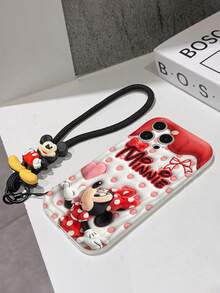 This Disney Mickey Mouse Lanyard Phone Case Is Fully Covered In TPU Material. It's Shockproof, Lightweight, And Compatible With IPhone17/16/11/13/15/15 Plus/15 Pro/15 Pro Max/12/14 Pro Max/11 Pro Max/12 Pro/12 Pro Max/13. This Phone Case Makes A Popular Birthday Gift Or Business Gift; It's Durable, Stain- And Fingerprint Resistant, And Suitable For Both Men And Women. The Set Also Includes A Mickey Mouse Phone Case And A Mickey Mouse Plush Bracelet. It's A Perfect Gift For Friends And Family. This Stylish Phone Case Is Fun, Lightweight, And Durable. IPhone17 Pro Max Phone Case, Minnie Mouse Phone Case. - trắng - Xem 6