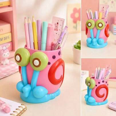 SpongeBob SquarePants 1 chiếc hộp đựng bút bằng nhựa hình ốc sên Gary trong phim hoạt hình SquarePants, hộp đựng bút chì để bàn hình hoạt hình, cốc đựng văn phòng phẩm sáng tạo, phụ kiện bàn làm việc, hộp đựng cọ trang điểm, trang trí không gian làm việc tại nhà, hộp đựng đồ dùng trên bàn, quà tặng ngày lễ cho người hâm mộ
