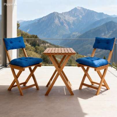 Soft, Fluffy Square Chair Cushion Set For Garden, Balcony, And Living Room. It Consists Of 1 Bottom And 1 Top Set. Made In Turkey. The Bottom Cushion Measures 40 * 40 Cm, And The Top Cushion Measures 20 * 40 Cm In Size.